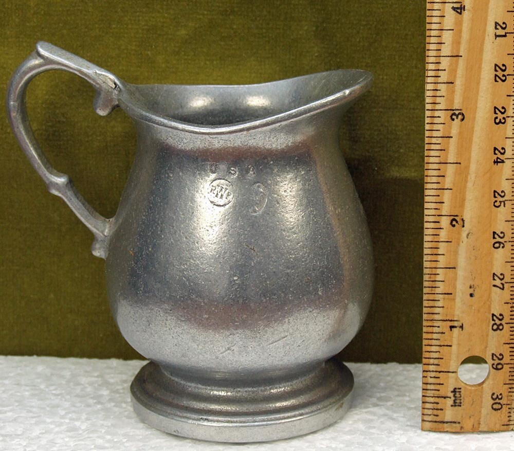 Vintage Signed and Marked Pewter Pitcher Creamer Early