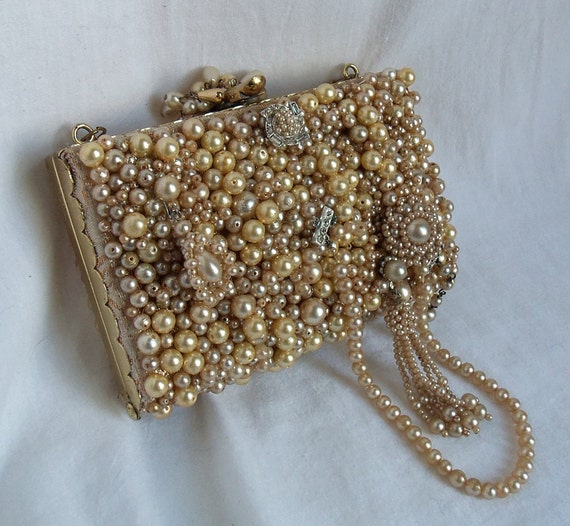Bridal Clutch Couture Pearl beaded vintage by HopscotchCouture