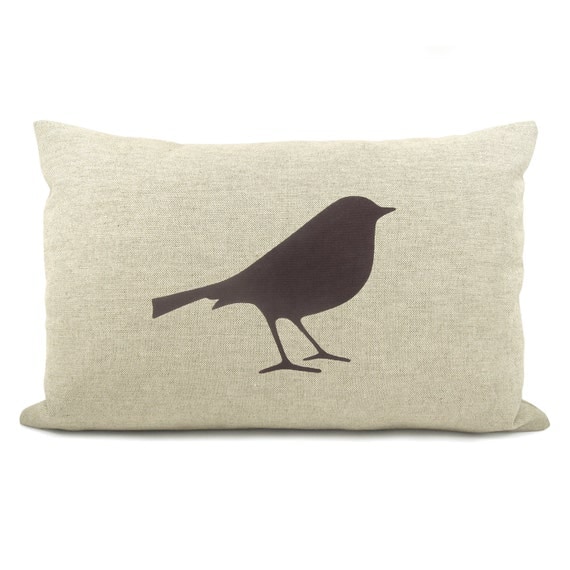 Decorative Bird Pillow Cover in Dark Brown by ClassicByNature