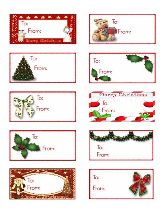Printable holiday gift tags christmas labels party pdf by