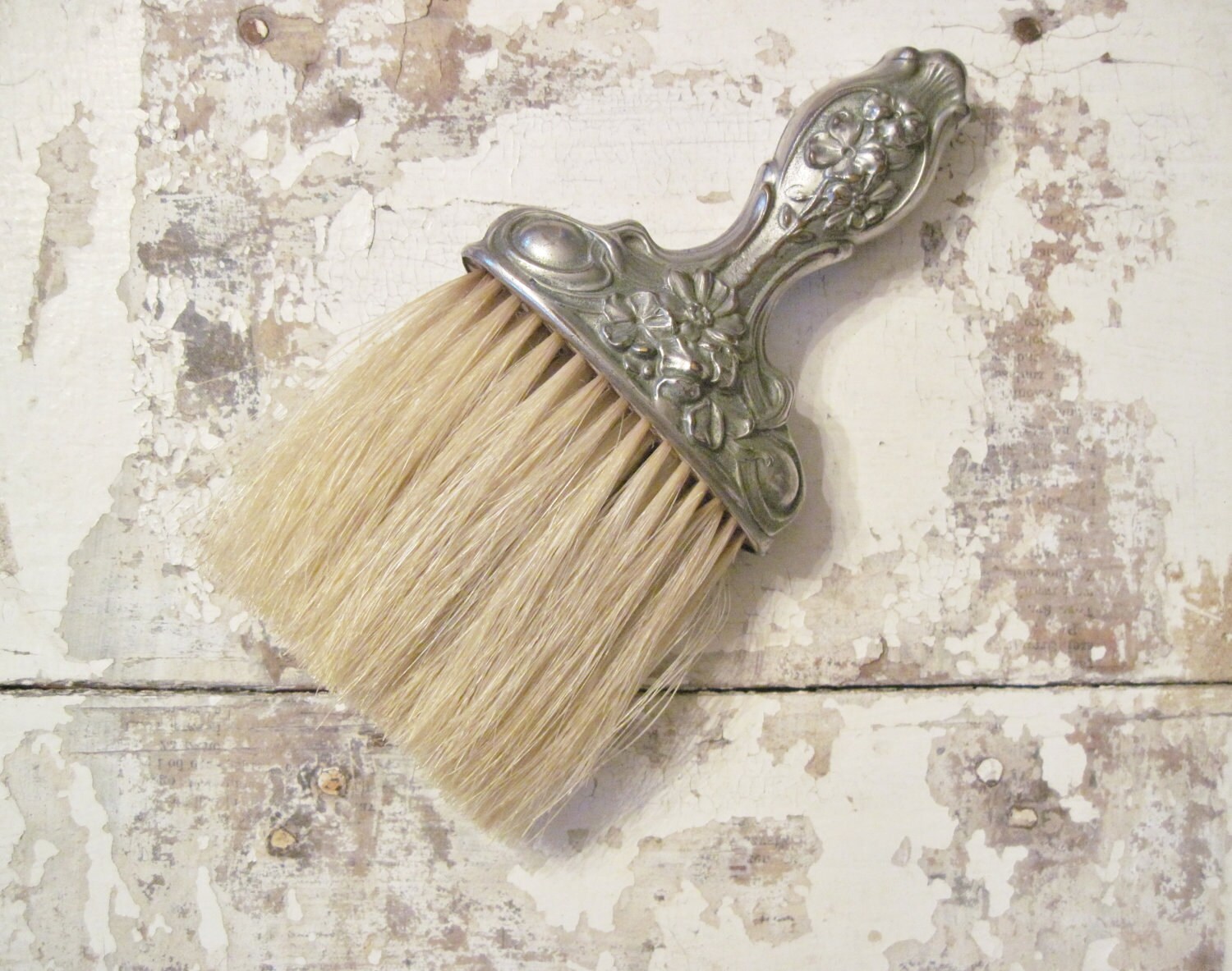 Vintage Silver with Horse Hair Bristles Table Brush