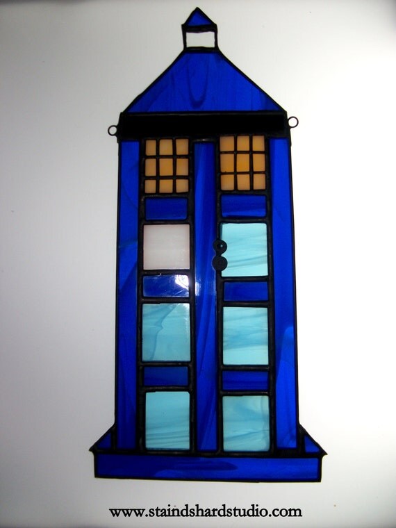 TARDIS Dr.Who Stained Glass Suncatcher New by StaindShardStudio