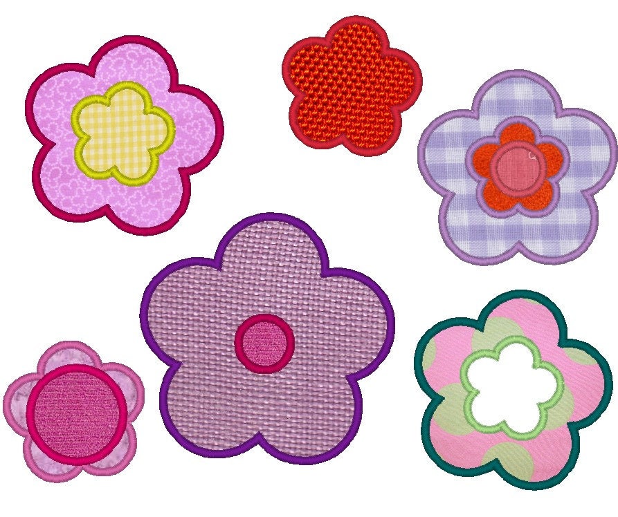 FLOWERS single machine embroidery applique designs set