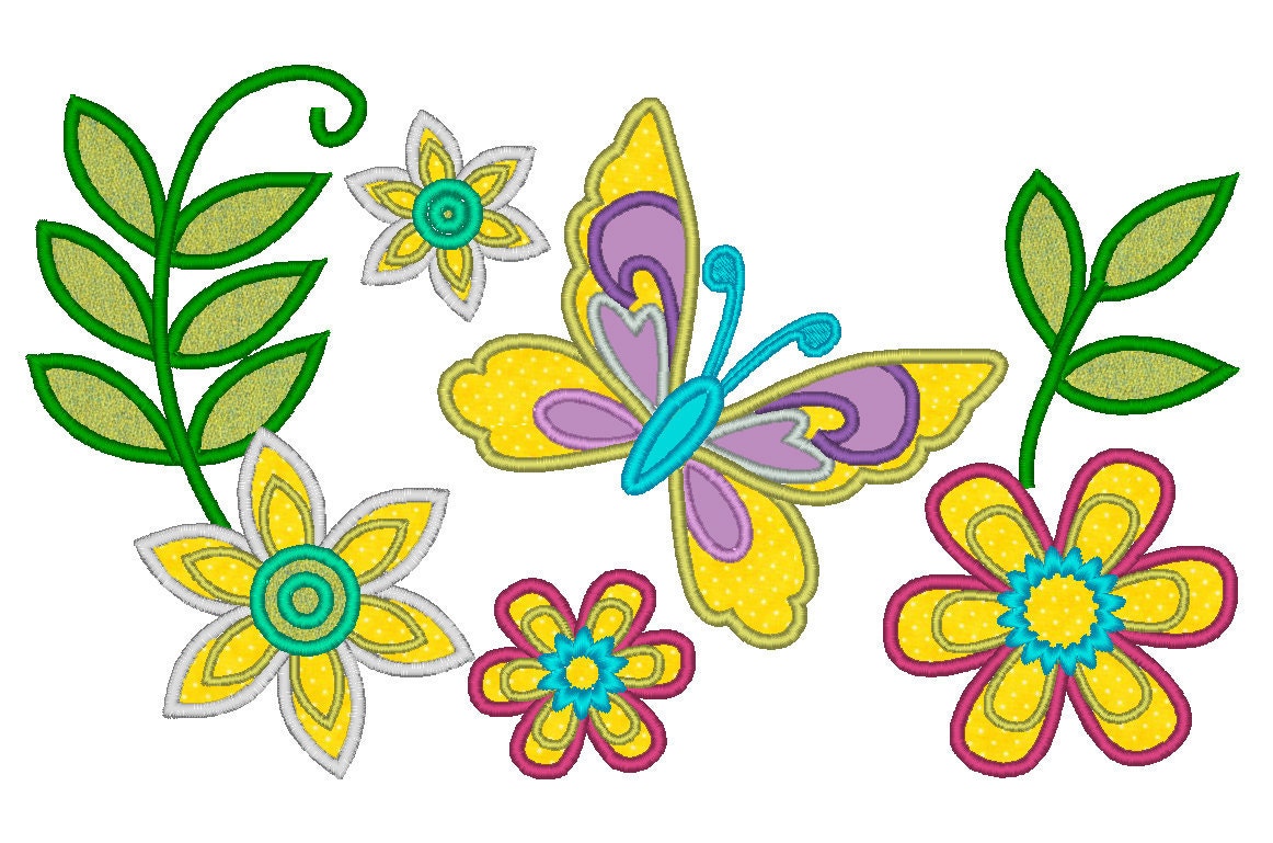 Summer set machine embroidery fill stitch and applique