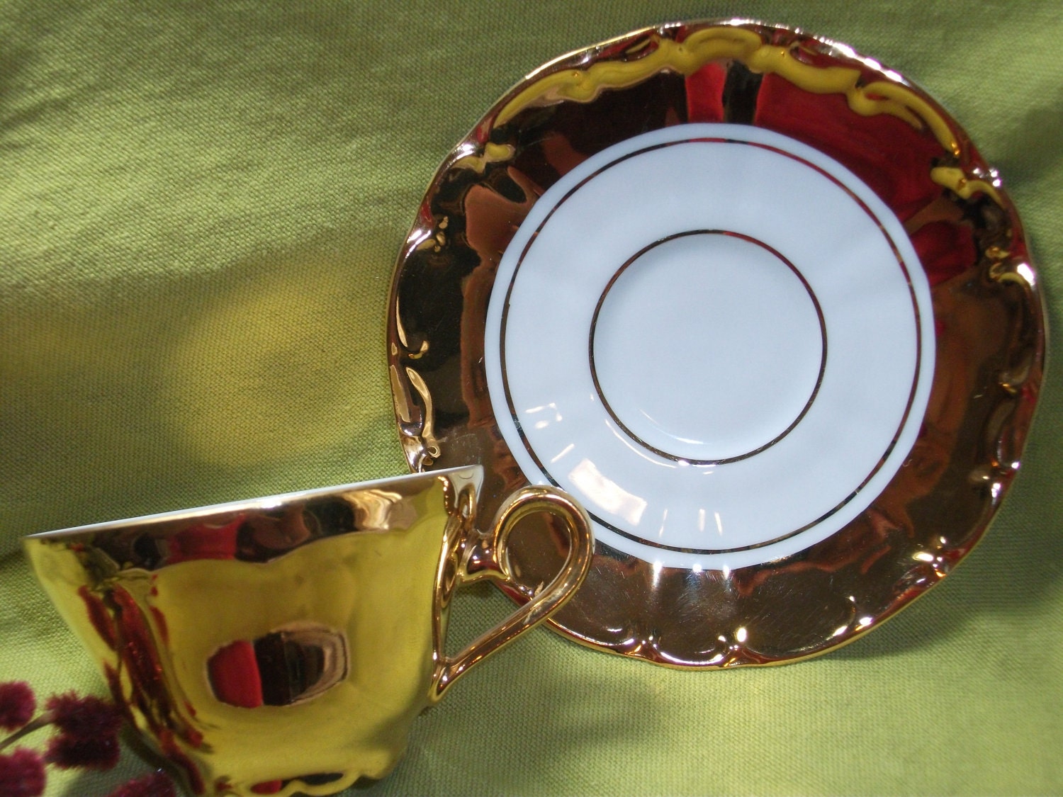 24k gold plated tea cup and saucer STW Bavaria Germany