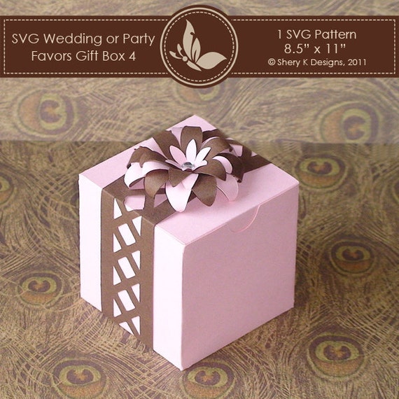 Download SVG favors gift box 004 with Flower and Border