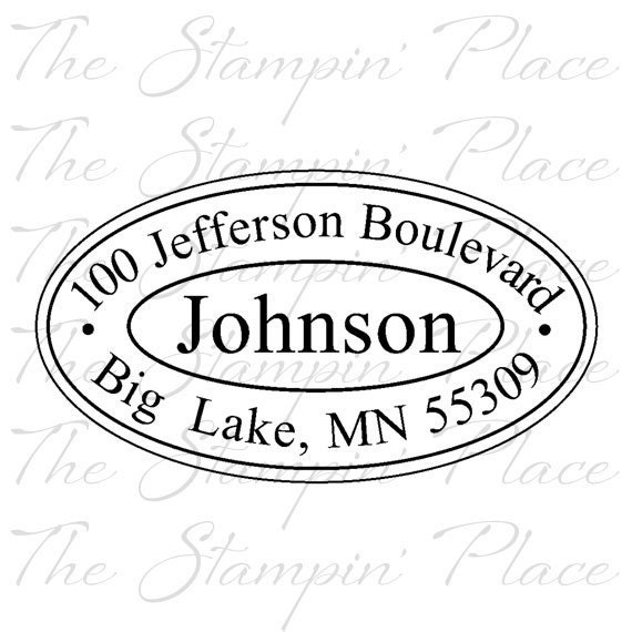 Custom Address Stamp Oval Address PR01 by TheStampinPlace on Etsy