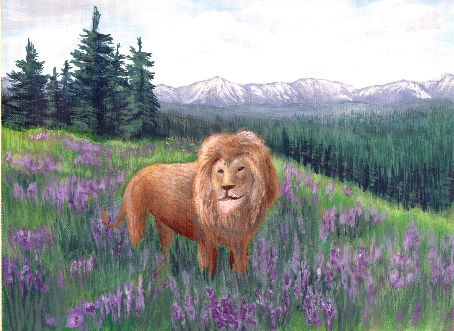 Narnia Aslan Lion Painting Print of an original acrylic