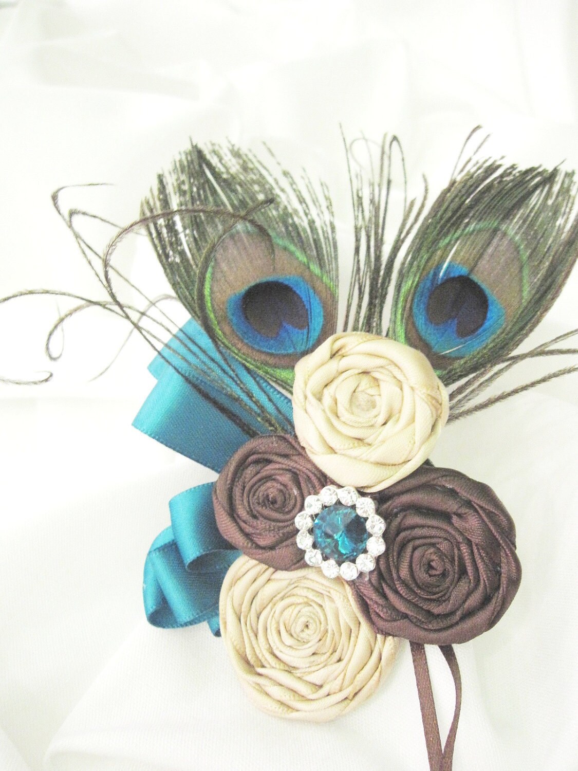 Peacock Feather Corsage Mothergrandmother Bridal Shower