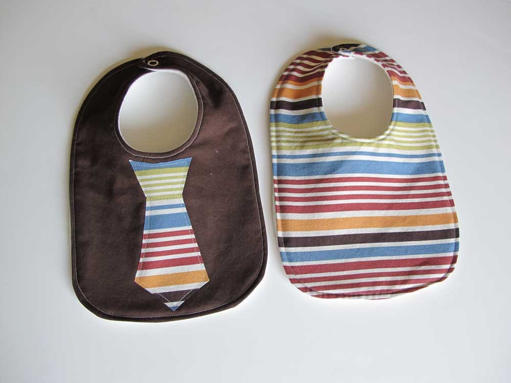 Baby Bib boy tie Infant 2 pack Gift Set Brown by TurnbowDesigns