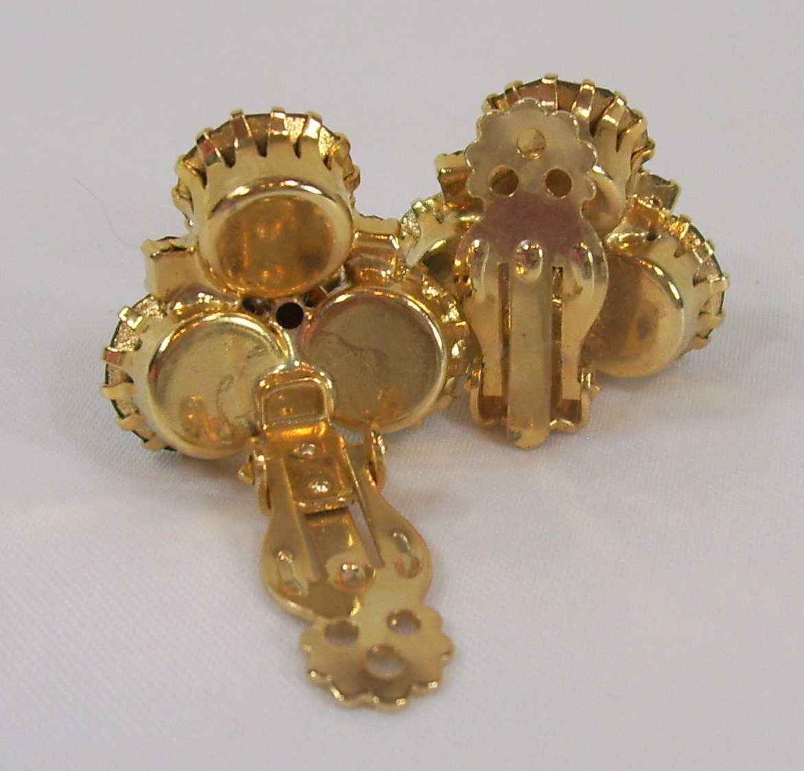 Vintage Rhinestone Earrings Clip On Yellow by ReVampingVintage