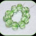 7 Light Green & White Rondelle Lampwork Glass Beads, 12x7mm