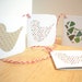 Christmas Bird Gift Tags, Set of 4, 3x3 Mini Cards, White Tags, Folk Christmas, Tags with Twine,