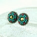 Tribal gold turquoise coral stud earrings - swarovski crystal delicate button earrings - spring red turquoise bridesmaid jewelry unique gift
