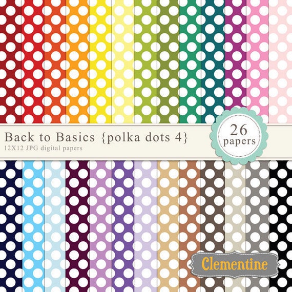 Polka dot digital paper 12x12 digital scrapbooking paper