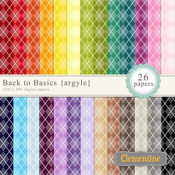 Argyle digital paper 12x12, digital scrapbooking paper, royalty free commercial use- Instant Download Il_570xn