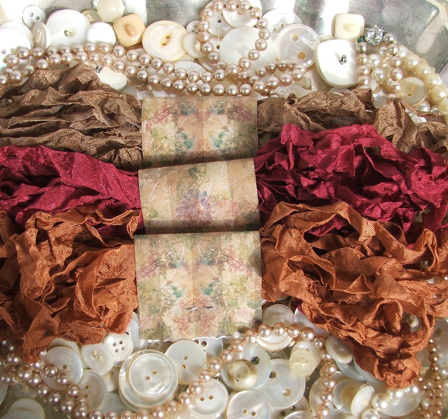 Crinkled Seam Binding Ribbon by crookedbarnvintage