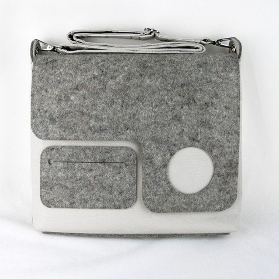 Organic Laptop Bag in Smoke Gray, felt and cotton laptop bag