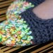 Crochet Slippers, Women's House Shoes, Grey & Neon