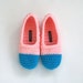 Last Pair SALE - Crochet Slippers in Baby Pink and Azure