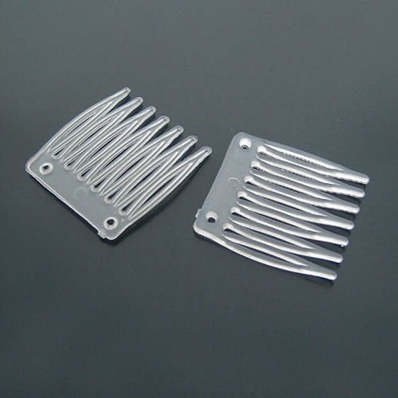 20pcs 30x35mm Clear Plastic Hair Comb 15609