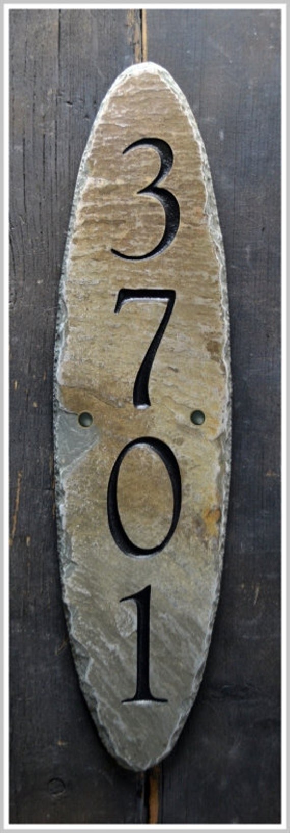 CARVED Slate Vertical Address Sign / Column by TMichaelStudio