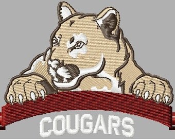 Instant Download Cougars embroidery design - Machine Embroidery File - Machine Embroidery Design - Digital Giggle Design File