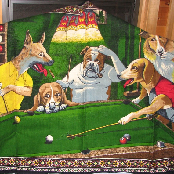 Vintage Dogs Playing Pool Tapestry Wall Hanging Matches Dogs