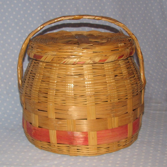 Vintage Yarn Sewing Knitting Basket Storage with Lid