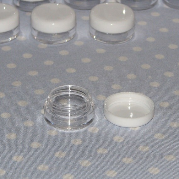 40 Tiny plastic containers Screw on Lid Clear