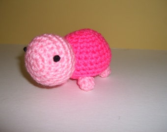 Crocheted Stuffed Amigurumi Pink Turtle