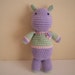 Crocheted Stuffed Hippo with Flower