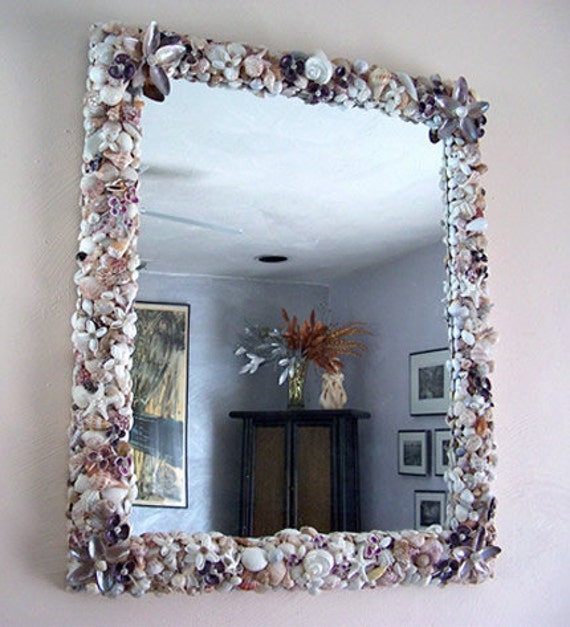 Items similar to Sea Shell Mirror Framed Mirror with Treasures from