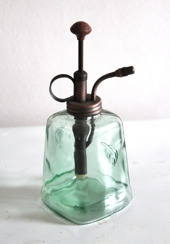 Items similar to Rustic Green Glass Soap Dispenser Pump Bottle on Etsy