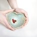 aqua green HEART BOWL, stoneware serving dish, decorative trinket pot, handshaped pottery by karoArt ceramics, Ireland
