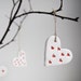 ceramic heart ornaments, home decor, wedding favour, christmas tree ornament, white and red pottery hearts by karoArt ceramics