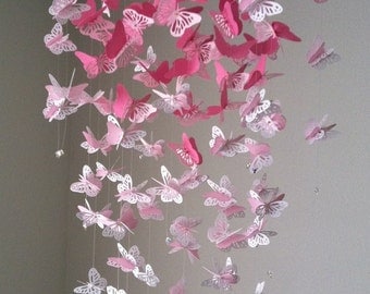 Monarch Butterfly Chandelier Mobile -pink and white mix