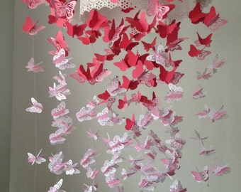 Paper Lace Chandelier Monarch Butterfly Mobile - pink and white Mix - Made to order