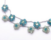 Blue Crystal Necklace - Daisy Chain