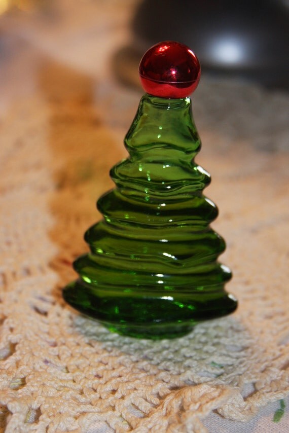 Vintage Avon cologne bottle Christmas tree green glass
