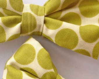 Boys Bow tie in Big Green Polka Dots - As seen in Martha Stewart Weddings
