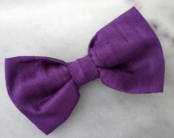 Purple Dupioni Silk Bow Tie for men or boys - clip on , pre-tied with strap or self tying - wedding ties, ring bearer outfit - easter ties