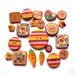 RESERVED LISTING - - - set of 21 buttons - carrots and arlequin - handmade polymer clay