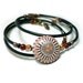 Bracelet on memory wire - intricated focal polymer clay bead - brown/black/ivory