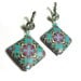 Turquoise purple Earrings - intricated beads, strass leverback
