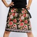 green florall batik wrap skirt.