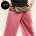 brown graphic print on waist and rose pink cotton Thai fisherman capri pants 2 tone,size S-XL,unisex pants