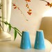 Salt Pepper Shakers Set Vintage Bright Baby Blue & White Mid Century Modern Classic