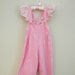 Vintage 1960s Pink Toddler Overalls -- Size Medium -- Ruffles