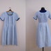 Vintage 1950s Day Dress / Blue Floral / Short Sleeves
